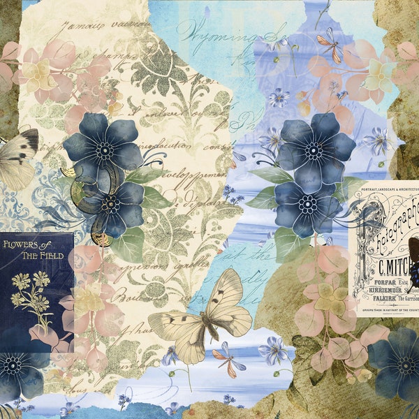 20 stunning collage papers for your junk journals, digital download, print at home,
