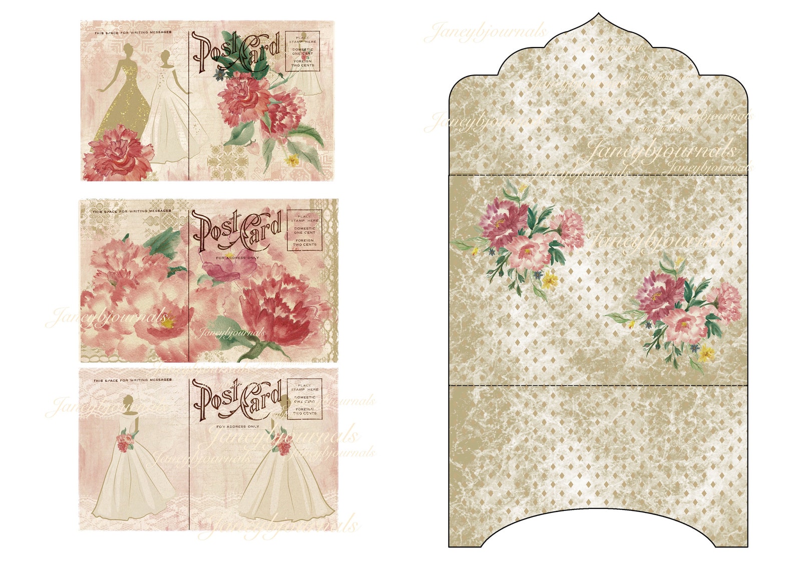 Junk journal printable kit stunning contemporary wedding | Etsy
