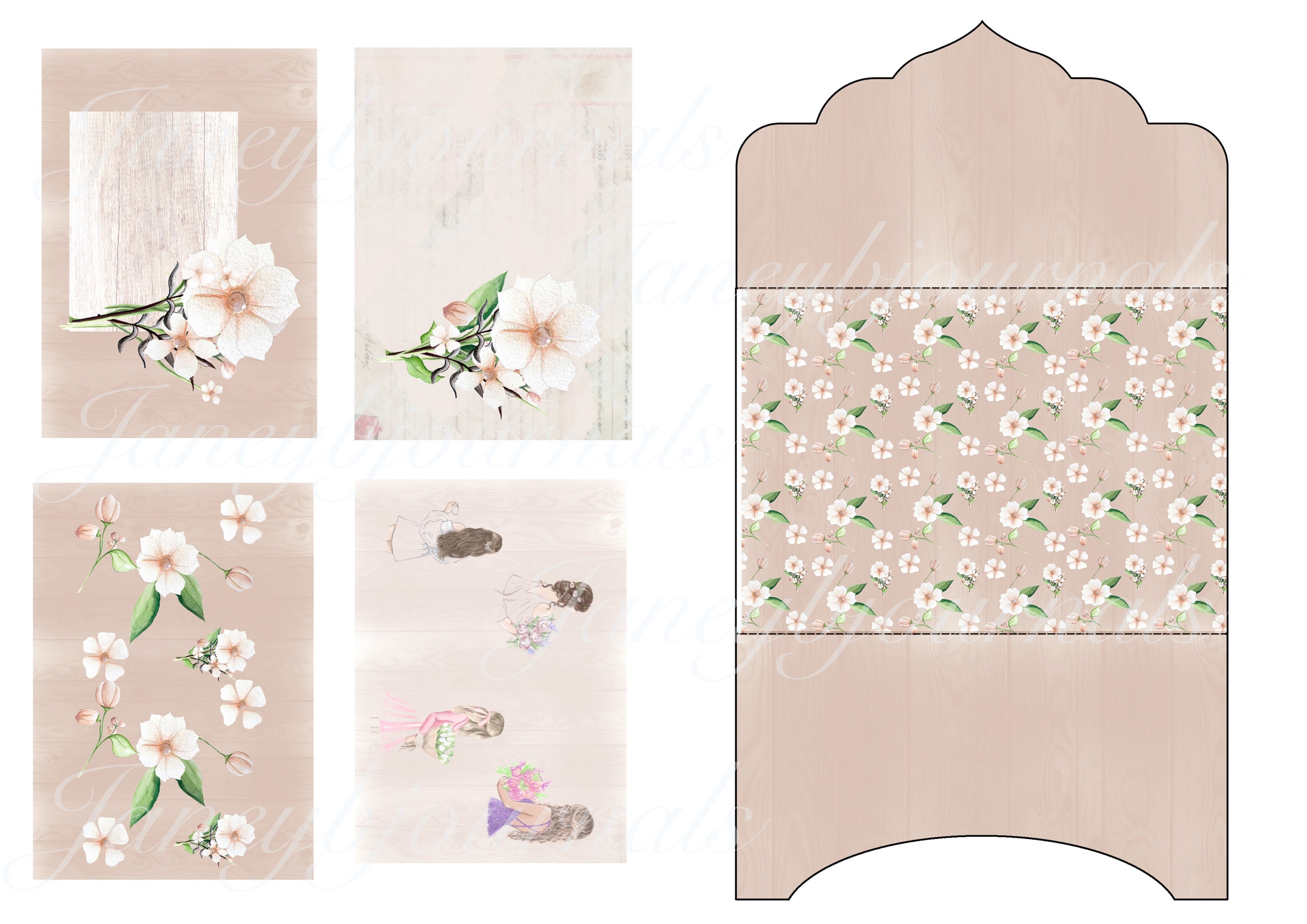 Junk journal printable kit Jasmine vintage paper and | Etsy