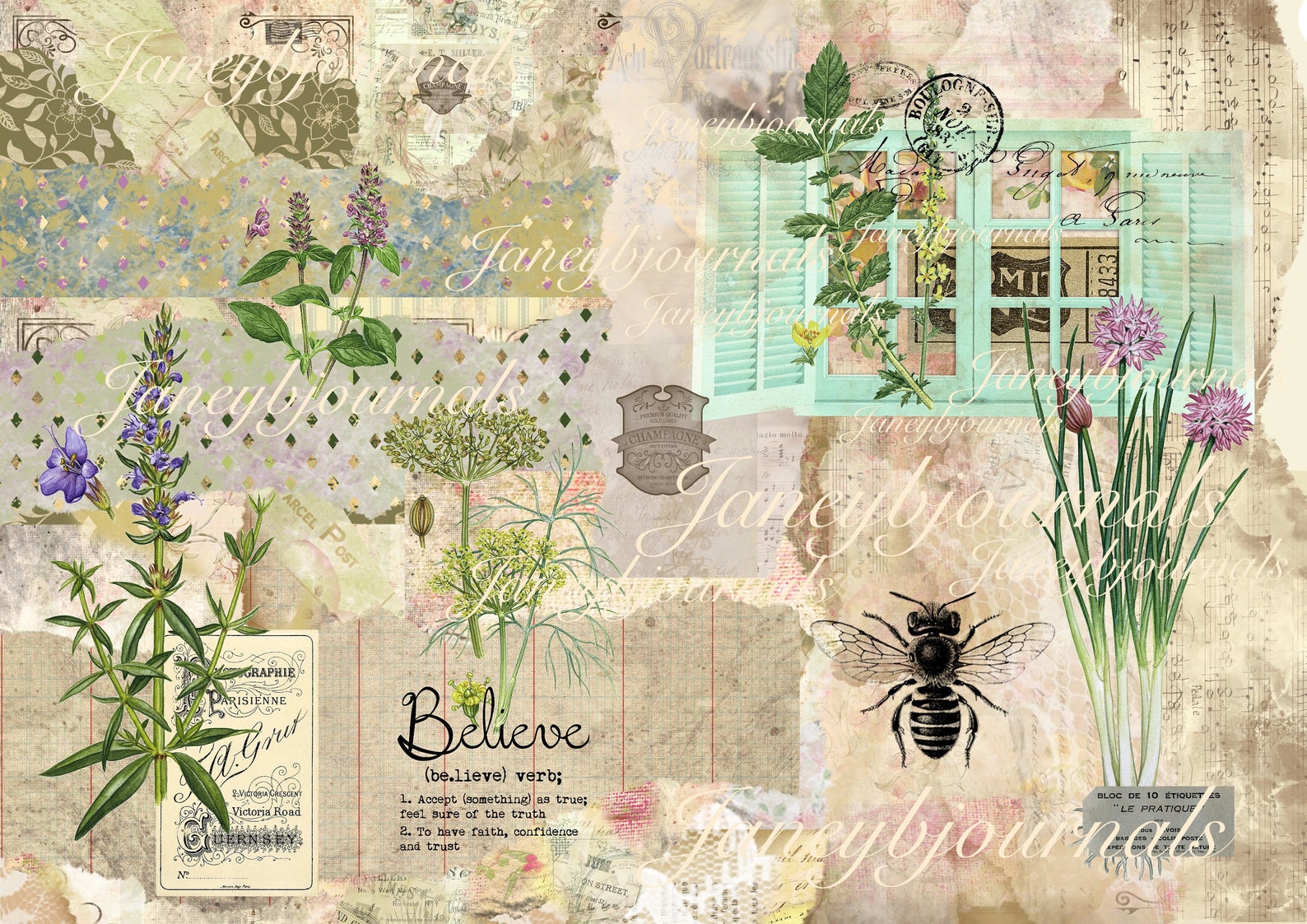 Windows a Printable Junk Journal Kit 20 Pages Papers and - Etsy