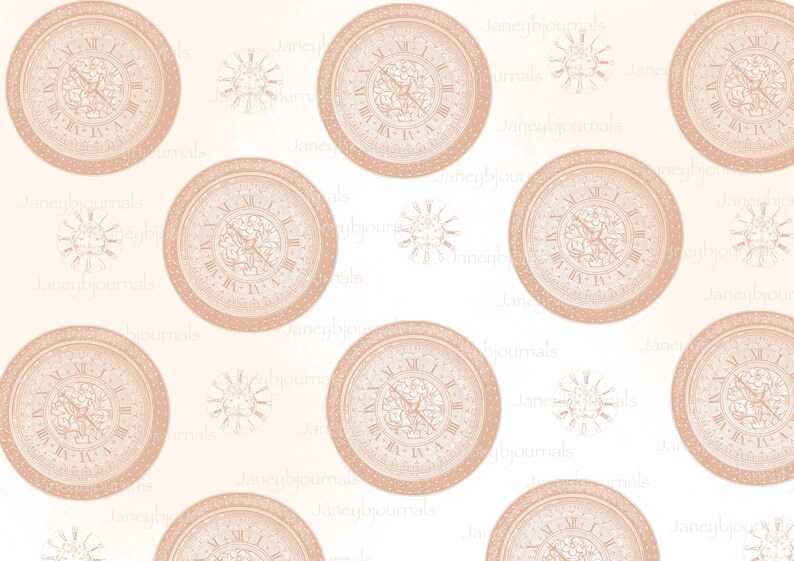 vintage pink digital download time clocks Junk journal printable kit