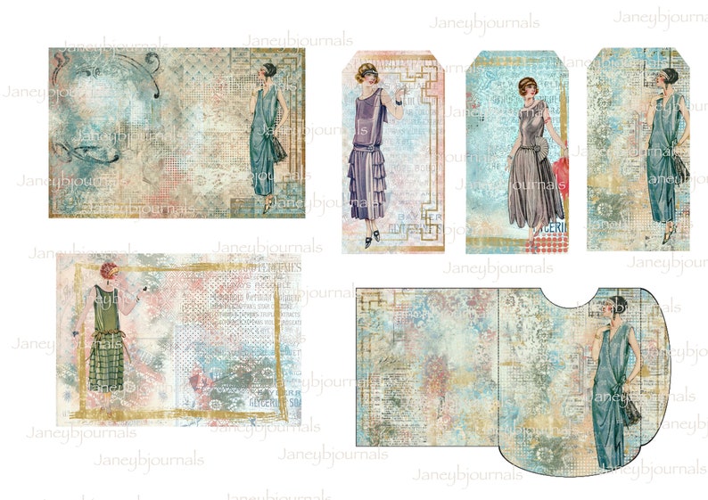 Junk journal printable kit 20 PAGES 1920s Art Deco, embellishments,ephemera, digital, scrapbooking, cardmaking image 6