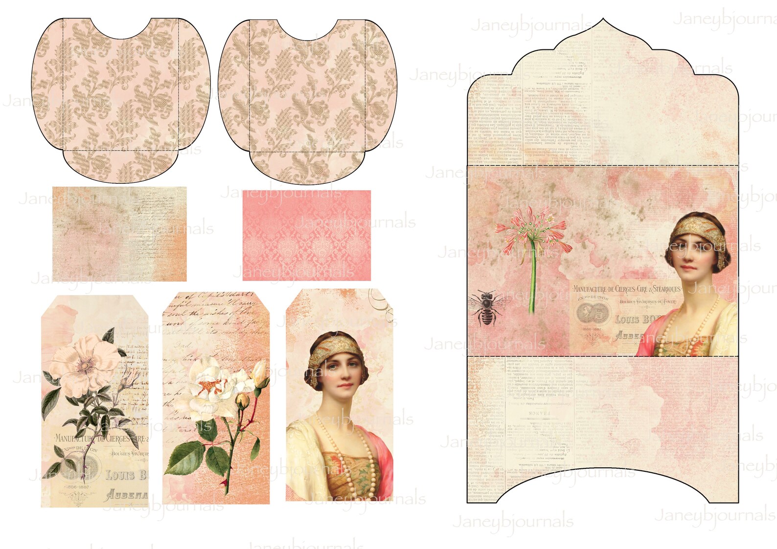 Junk Journal Printable Kit Beautiful Lady in a Bandeau Vintage - Etsy UK