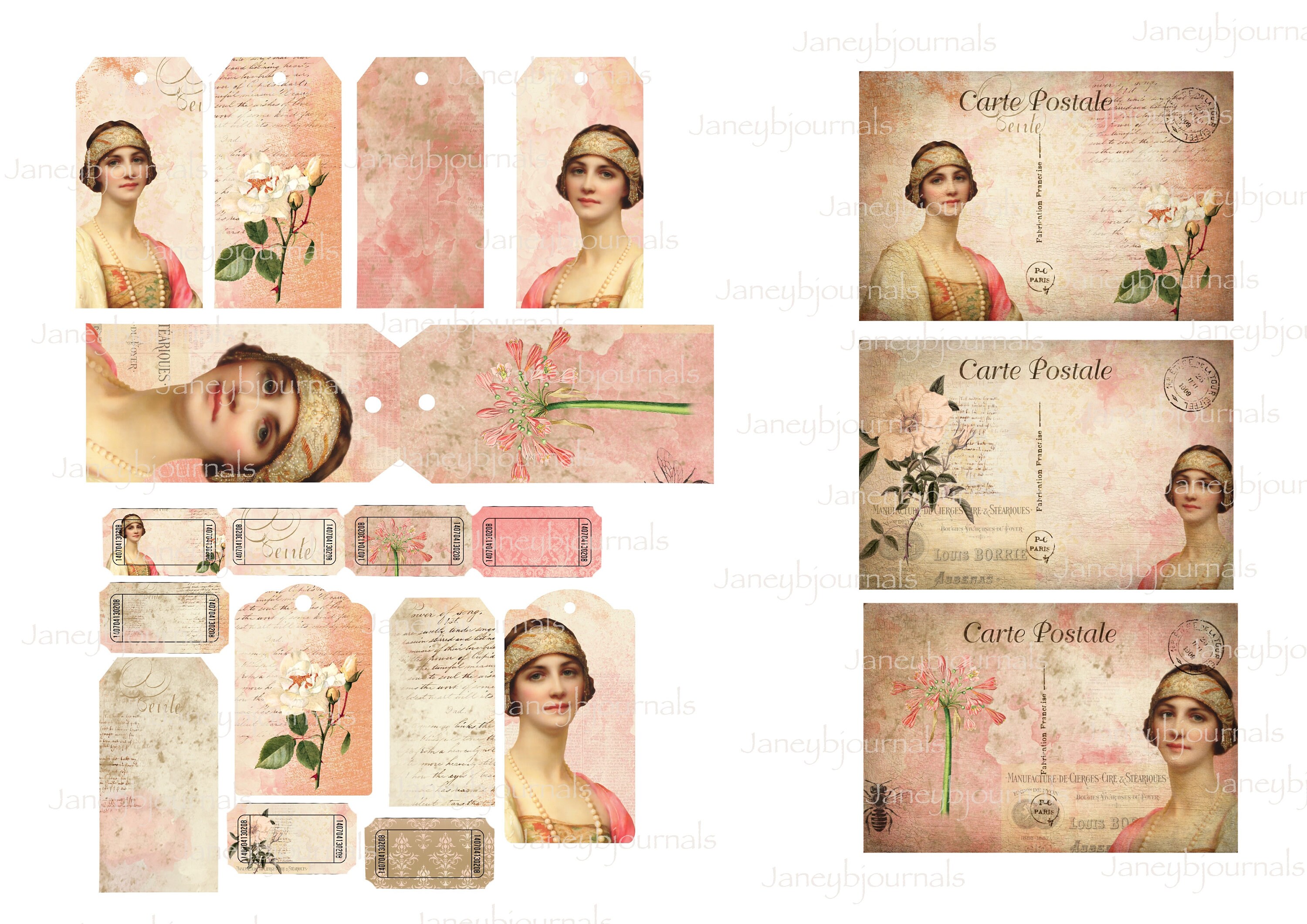 Junk Journal Printable Kit Beautiful Lady in a Bandeau Vintage | Etsy UK