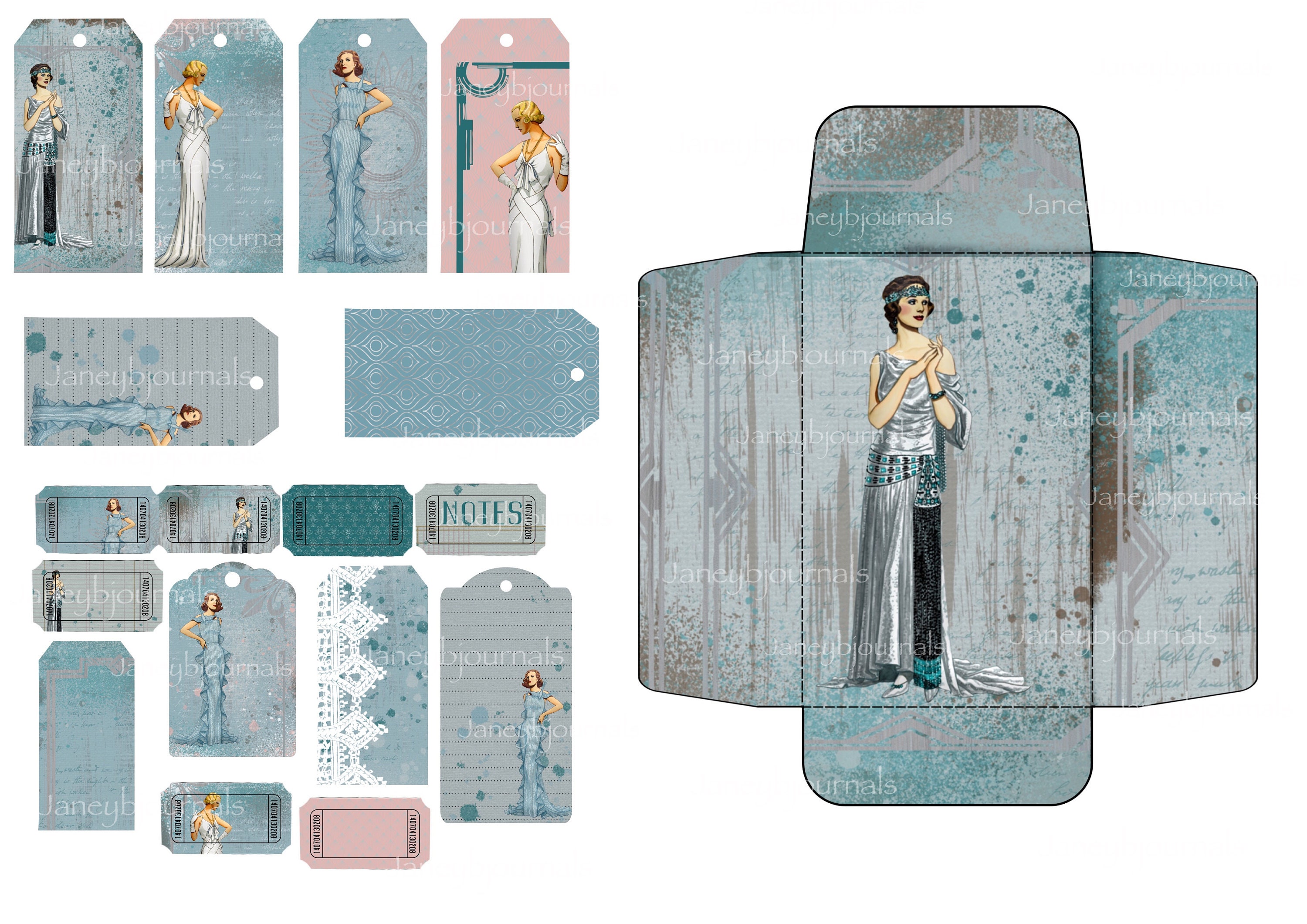 Junk Journal Printable Kit Elegant Evening Papers Ephemera - Etsy UK