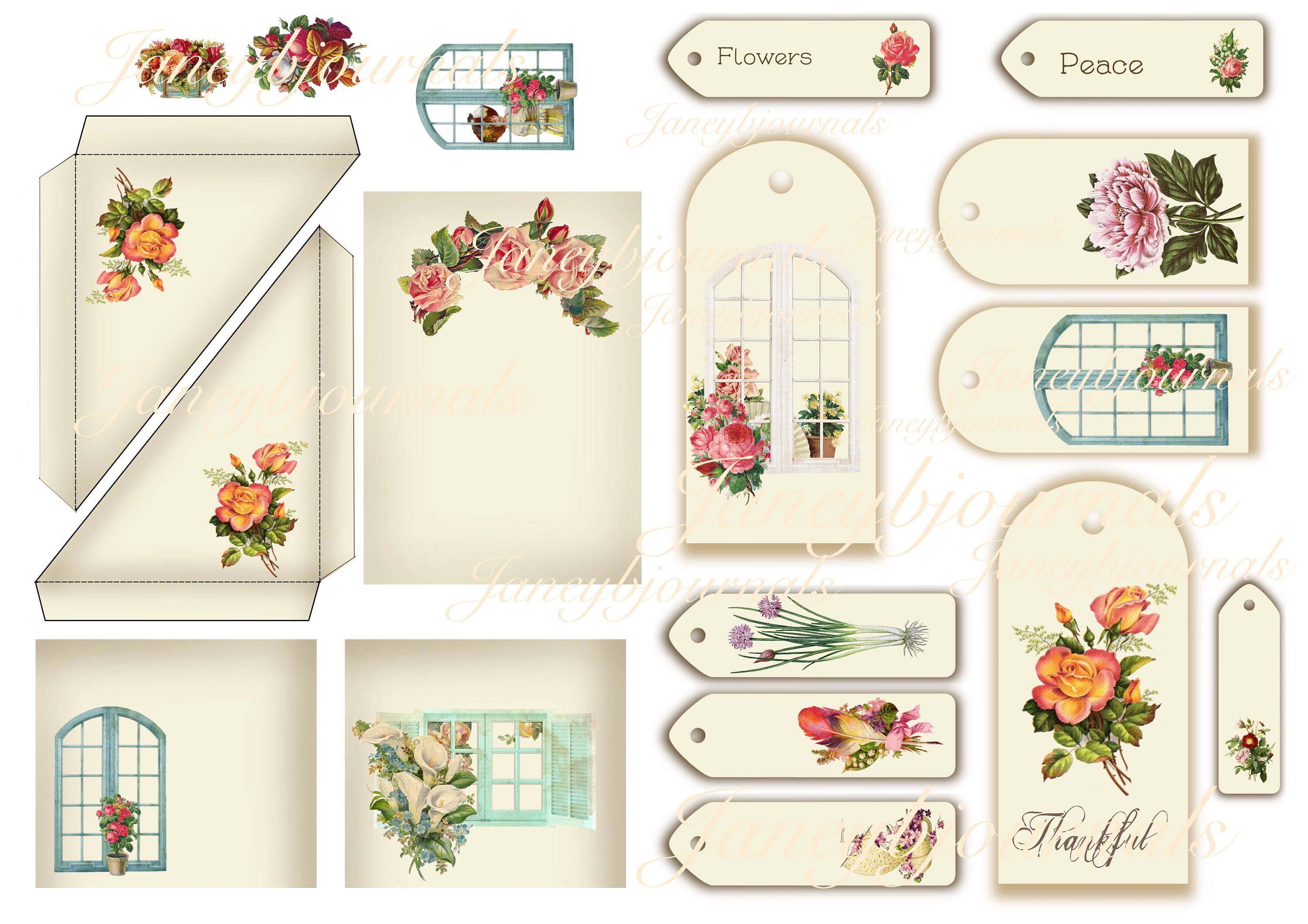 Windows a Printable Junk Journal Kit 20 Pages Papers and - Etsy