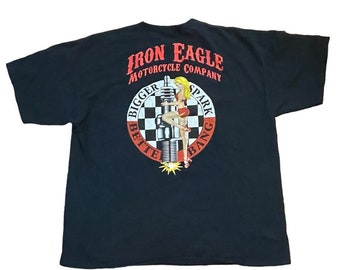 Vintage Gilden Tee Black Iron Eagle Motorcycle Company Pinup