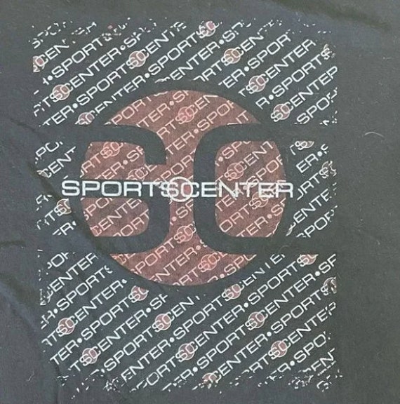 ESPN Sports Center Tee Y2K Black Red White Graphic De… Gem