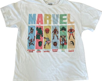 Marvel Tee Shirt White Graphic Super Hero's Vs Villains Sz Large