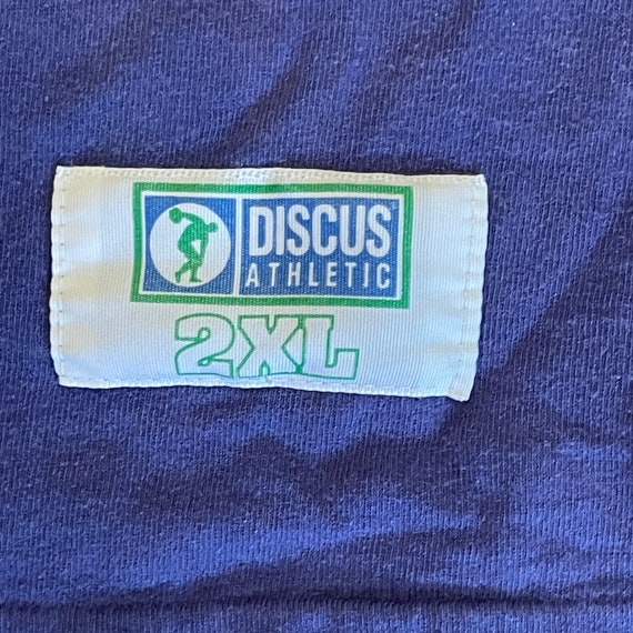Vintage 90s Discus Athletics T-Shirt Purple White… - image 3