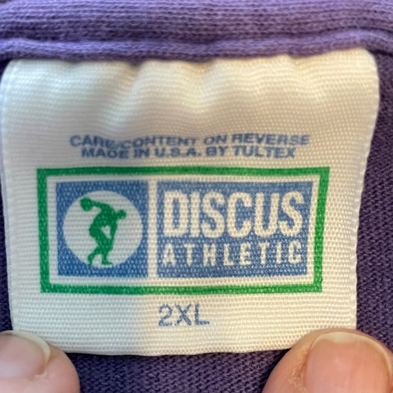 Vintage 90s Discus Athletics T-Shirt Purple White… - image 6