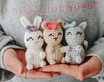 CROCHET PATTERN - Pocket Pets - Bunny - Bear - Cat - PDF