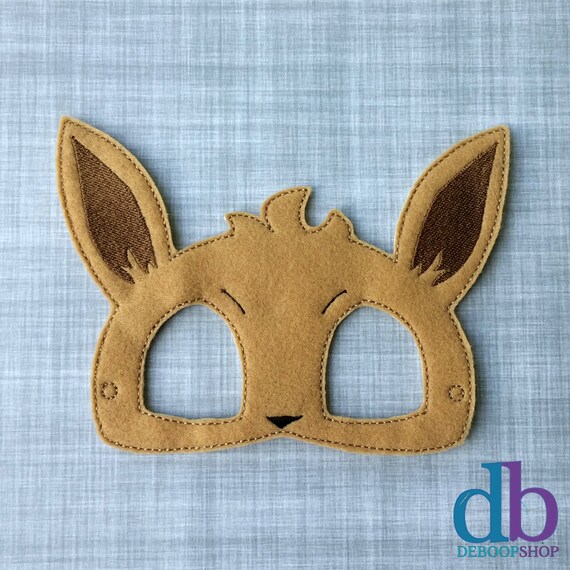 Felt Embroidered Mask Eevee Mask Kid &amp; Adult Pretend | Etsy