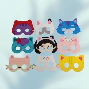 Girl&#39;s Playhouse Masks - Catnip - Panda - Cats - Mermaid - Boxes - Cakes - Pretend Play - Halloween Costume - Dress-Up Mask -
