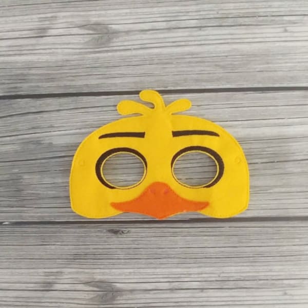 Chicken Felt Embroidered Mask - Chica the Chicken Mask - Kid & Adult - Creative Play - Halloween Costume