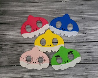 Vilten geborduurd masker Shark Family: verkleed - Halloweenkostuum