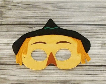 Scarecrow Felt Embroidered Mask- Kid & Adult - Pretend Play - Halloween Costume - Fictional Character - Creative Play - OZ - Dress-Up Mask