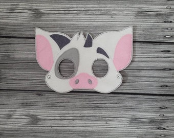 Pig Felt Mask - Island Pig Mask - Polynesian Pig - Kid & Adult - Pretend Play - Costume Party - Animal Mask - Creative Play - Dress-Up Mask