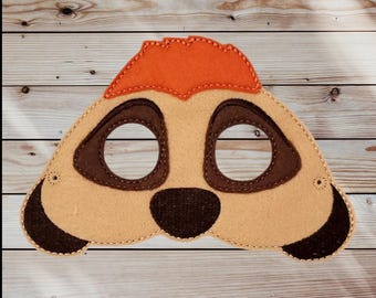 Meerkat Mask - Jungle Animal  - African Animal Embroidered Mask - Kid & Adult - Pretend Play - Halloween Costume - Dress-Up Mask - CosPlay