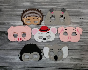 Singing Animals Felt Mask - Gorilla - Elephant - Koala - Girl Pig - Boy Pig - Porcupine - Mouse - Animal Dress-Up Masks - Pretend Play Masks