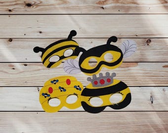 Bee Felt Embroidered Masks - Bee Hive - Costume Dress Up  - Pretend Play