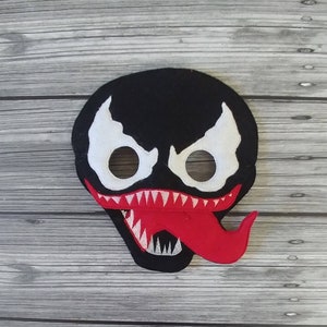 Venom Villain Felt Embroidered Mask - Comic Book Villain - CosPlay Mask - Kid & Adult Felt Mask  - Pretend Play - Halloween Costume