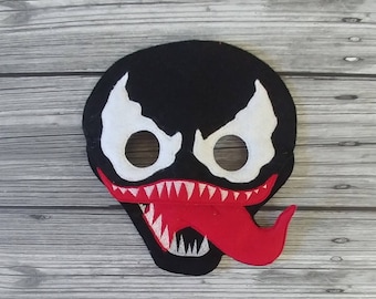 Venom Villain Felt Embroidered Mask - Comic Book Villain - CosPlay Mask - Kid & Adult Felt Mask  - Pretend Play - Halloween Costume