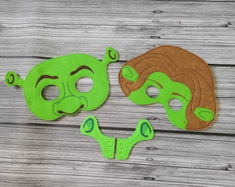 Green Ogre Masks and Ear Wings for Boots, Shoes, Roller Skates - Cosplay Costume - Lace-Up Footwear Accessories