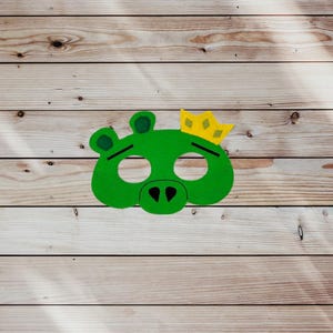 Pig Felt Embroidered Mask - King Pig Mask - Kid & Adult - Creative Play - Halloween Costume