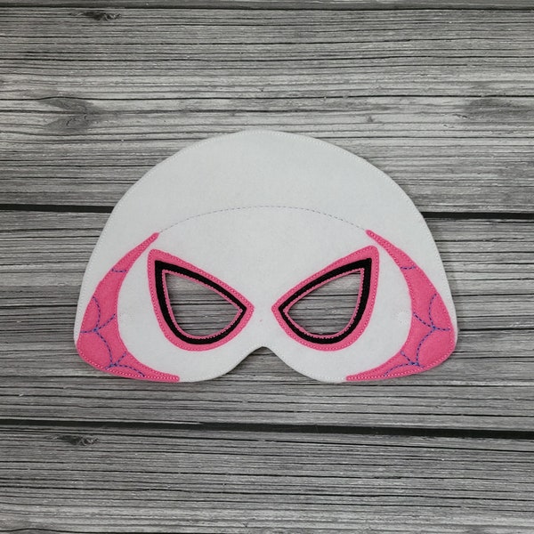 Hooded Spider Hero Play Mask - Spider Gwen Mask - Pretend Play Mask - Super Hero Mask - Ghost Spider Mask -White Widow Mask