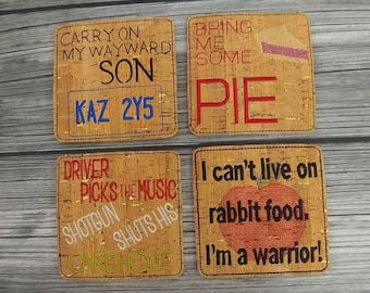 Monster Hunters Embroidered Cork Coasters - Set of 4