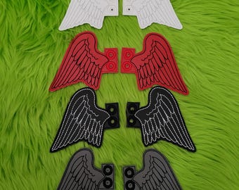 Geborduurde schoenvleugels - Raven Wings: vinyl accessoires voor veterschoenen