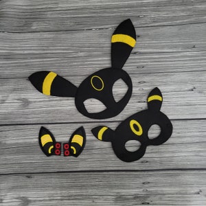 Black Cat Felt Gamer Mask - Shoe Wings - Night Fox - Game Character - Evolution - Battle Character - Cosplay - Pretend Play - Dress-Up
