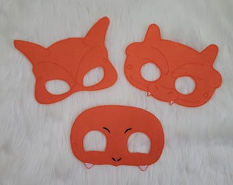 Met vilt geborduurde dierenmaskers: draken - hagedis - halloweenkostuum