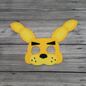 Yellow Bunny Felt Mask: Embroidered Bonnie Costume, Creative Play
