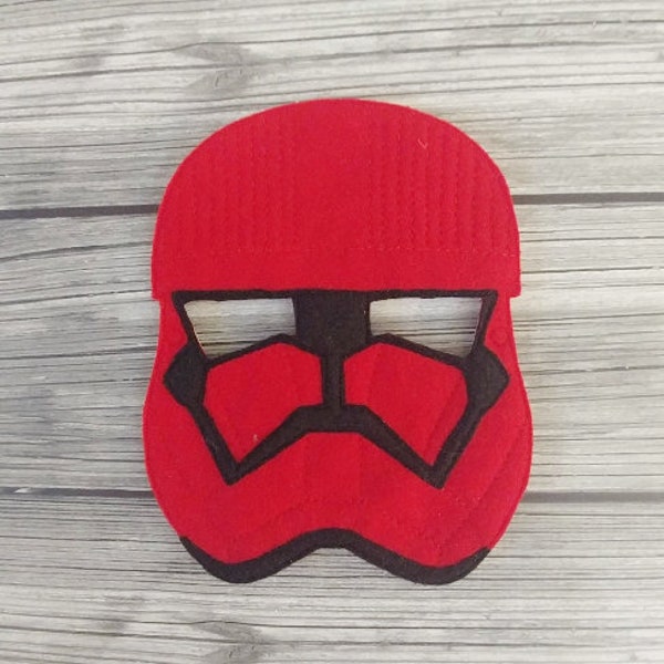 Red Trooper Full Face Mask - Felt Embroidered Red Trooper Mask - Red Trooper Mask - Kid & Adult - Pretend Play - Halloween Costume- Dress-Up