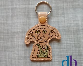Llavero de elfo doméstico - Llavero bordado de elfo - Llavero bordado - Tirador de cremallera