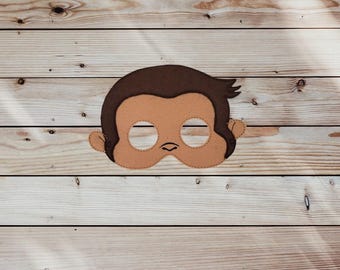 Inquisitive Monkey Felt Mask: Embroidered Cartoon Costume, Pretend Play