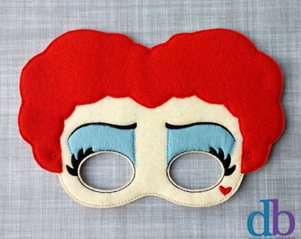 Felt Embroidered Mask - Queen of Hearts Mask - Kid & Adult - Pretend Play - Costume Party