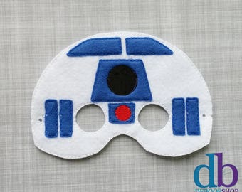 R2 Unit Felt Embroidered Mask - Kid & Adult - Pretend Play - Halloween Costume - Creative Play - Robot - Talking Robot