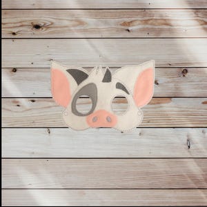 Pig Felt Mask - Island Pig Mask - Polynesian Pig - Kid & Adult - Pretend Play - Costume Party - Animal Mask - Creative Play - Dress-Up Mask