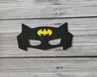 Bat Hero Felt Embroidered Mask - Kid & Adult - Pretend Play - Halloween Costume