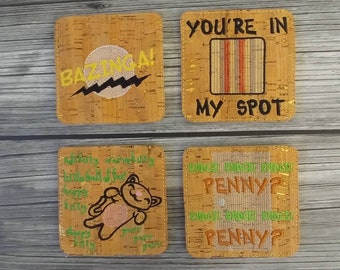 Sitcom Coasters – Embroidered Cork Drink Coasters, Christmas Gift