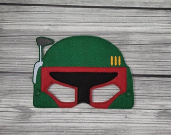 Boba Fett Inspired Felt Embroidered Mask -Bounty Hunter Mask - Kid & Adult - Pretend Play - Halloween Costume - Dress-Up Mask-CosPlay