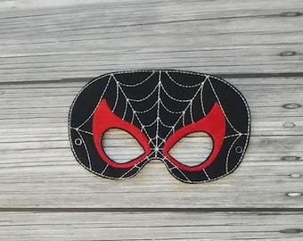 New Generation Spider Hero Felt Embroidered Mask - Spidey Mask Miles Morales - Kid & Adult - Pretend Play - Halloween Costume