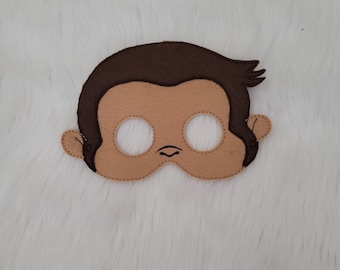 Inquisitive Monkey Felt Mask: Embroidered Cartoon Costume, Pretend Play