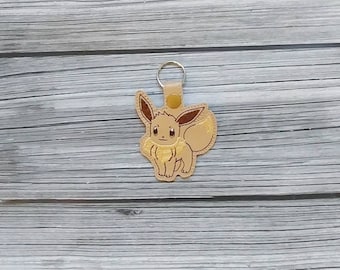 Eevee Keychain - Pokemon Keychain - Vinyl Embroidered Keychain - Zipper Pull - Gifts for Gamers