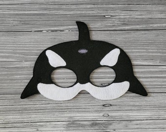 Whale Mask - Orca Whale - Killer Whale - Black and White Whale - Make Believe Play  -  Pretend Play - Halloween Costume  -  Dress Up Mask