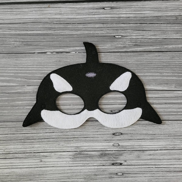 Whale Mask - Orca Whale - Killer Whale - Black and White Whale - Make Believe Play  -  Pretend Play - Halloween Costume  -  Dress Up Mask