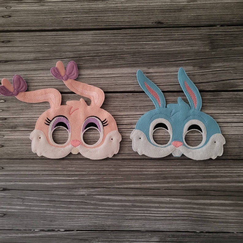 Cartoon Bunny Felt Mask: Pink or Blue, Pretend Play - Etsy
